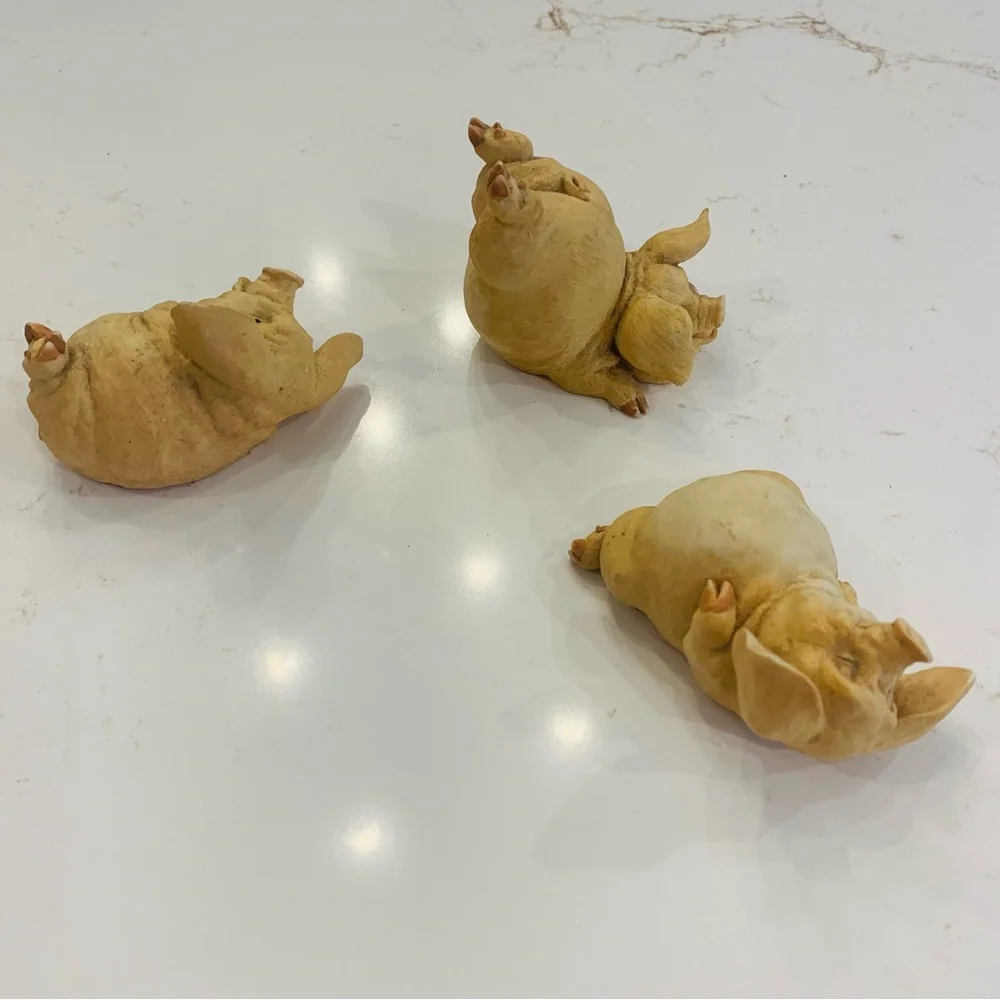 Vintage Set Of Three Little Pigs Ceramic 2001 By Home Interiors No Flaws 3x2 in - Picture 9 of 12